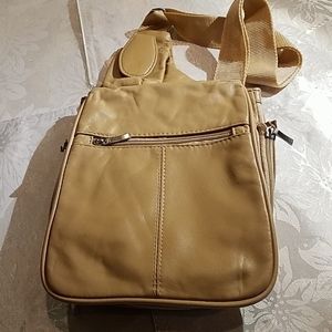 Travelon cream leather crossbody bag